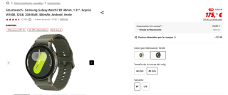Smartwatch Samsung Galaxy Watch7 BT 40mm por 148,75€ y el de 44mm por 169,15€
