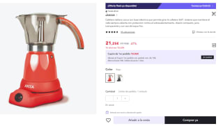 Jocca - Cafetera Italiana Eléctrica | 6 Tazas | Jarra Sin Cables | Base Eléctrica | Giro 360º | Jarra con Asa de Frío | Apagado automático | Mantiene el Calor por 21.25€ (Cuenta Nueva 12.75€)