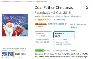 Achieve Dear Father Christmas book sold at Amazon for £2.76