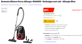 Rowenta Silence Force RO6859 stofzuiger voor €127 bij Bol.com