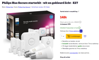 Philips Hue Secure starterkit - wit en gekleurd licht - E27 voor €149 bij Bol