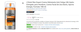3 Botes de L'Oréal Men Expert Crema Hidratante Anti-Fatiga 24h Hydra Energetic para Hombres, Crema Facial de Uso Diario, Aporta Energía, Formato 100 ml por 25.12€