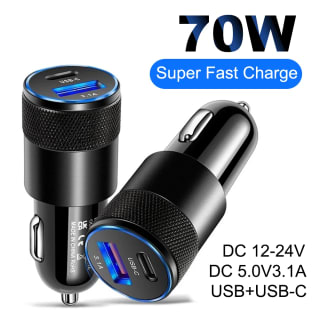 Carregador Veicular, modelo Tipo C Turbo de 70W - R$ 9,22