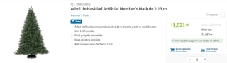 Árbol de navidad artificial Member's Mark por $1021.98 en Sam´s Club