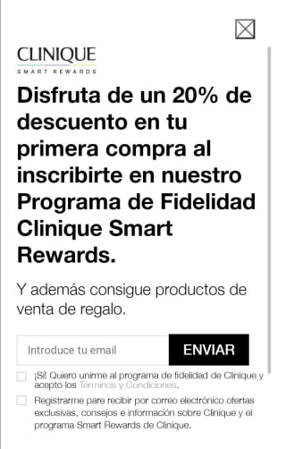 -20% en primera compra por inscribirte en Clinique.