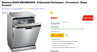Siemens iQ300 SN23HI42VE - vrijstaande vaatwasser voor €445,43 bij Bol