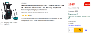 Tot 27% korting op VONROC hogedrukreinigers bij Bol.