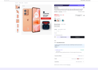 Motorola Edge 40 Neo 12GB + 256GB + Auriculares Moto Buds de regalo por 224,99€ (Nuevos usuarios por 134,99€)