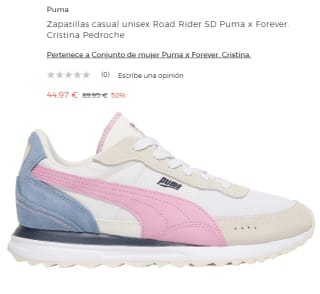 Zapatillas casual unisex Road Rider SD Puma x Forever. Cristina Pedroche por 44.97€