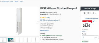 Livarno home bijzetkast Liverpool 32 x 25 x 190 cm voor €29,99 in de Lidl Webshop