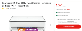 Impresora HP Envy 6030e + 6 Meses Instant Ink por 79,99€