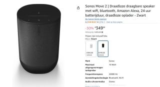 Sonos Move 2 Zwart voor €349 bij Amazon