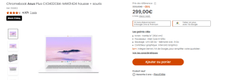 Chromebook ASUS Plus CX3402CBA-MW01424 housse + souris à 299€