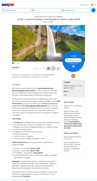 Crucero Islandia y Groenlandia 17 días desde 1410€.