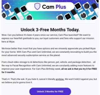 Cupón 3 Meses Gratis de Wyze +Cam Plus