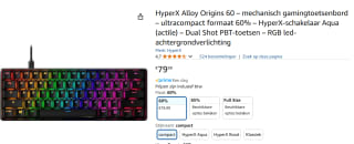 HyperX Alloy Origins 60 (HyperX Aqua) - Toetsenbord voor €79,99 bij Amazon