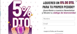 Descuento para primer pedido de -5% si te suscribes a su newsleter