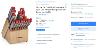Bloque de 15 Cuchillos Faberwere por $1,202 en Mercado Libre