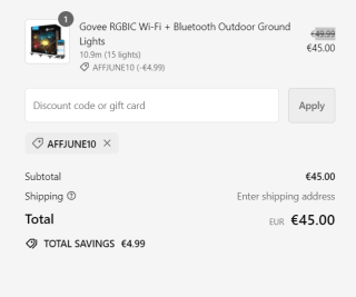Govee Slimme vloerlamp, 10 m RGBICW WiFi-buitenverlichting voor €45 dmv code bij Govee