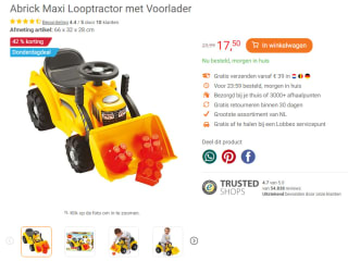 Abrick Maxi Looptractor met Voorlader voor €17,50 bij Lobbes