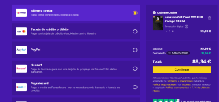 Tarjeta Amazon España de 100€ por tan solo 93,99€