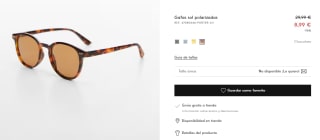 Gafas sol polarizadas en Mango por 8,99€