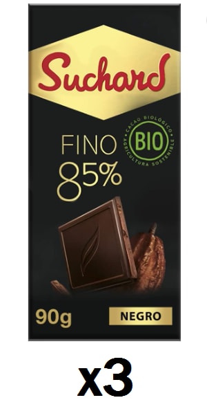 Pack 3 Tabletas de Chocolate negro 85% ecológico Suchard 90 g. por 4.08€