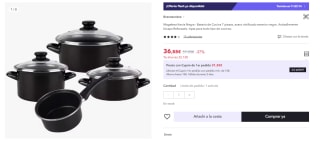Batería de Cocina 7 piezas Magefesa Kenia, acero vitrificado exterior negro. Antiadherente bicapa Reforzado por 36.88€ (Cuenta Nueva 26.88€)