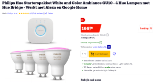 Philips Hue Starterspakket White and Color Ambiance GU10 voor €166,58 bij Bol.com