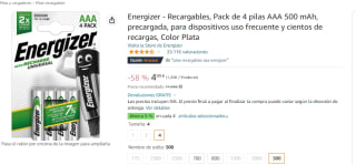 Pack de 4 pilas AAA Energizer - Recargables 500 mAh por solo 4.99€