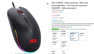 Ratón marca AOC GM500 - RGB 16,8 personalizable por 7,33€