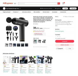 Pistola de masaje muscular portátil con 20 niveles de intensidad y pantalla táctil 8 cabezales por 26,30€
