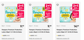 Alle Pampers 2+1 gratis bij Etos + Cadeaukaart t.w.v. €20