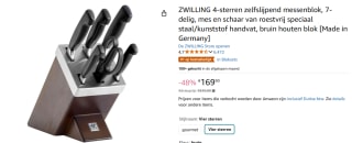 Zwilling Gourmet messenblok zelfslijpend 7-delig voor €169,90 bij Amazon