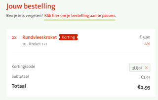 1+1 gratis op alle kroketten bij Kwalitaria