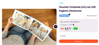 Voucher voor een A4-fotoboek met 108 pagina's hardcover voor €17,95 bij Ibood