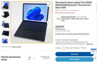 Earn a refurbished Microsoft Surface laptop 3 from eBay for £239.99
