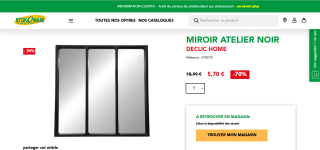 Miroir atelier noir Declic home à 5,70€