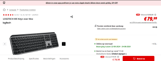 Logitech MX Keys voor Mac draadloos Toetsenbord voor €79,99