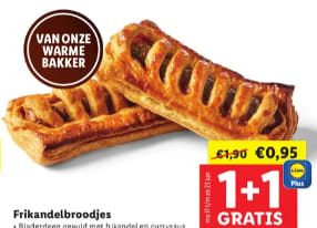 1+1 gratis op Frikandelbroodjes bij de LIDL