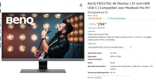 Benq EW3270U 31.5" 4K Ultra HD VA voor €294,99 bij Amazon