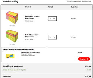 1+1 gratis op Zwitsal doekjes 12pack bij Kruidvat