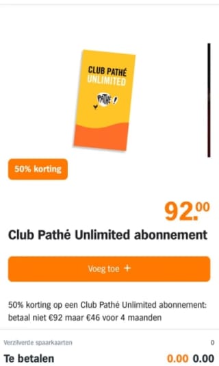 Club Pathé Unlimited abonnement met 50% korting bij de AH