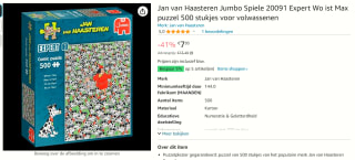 Jan van Haasteren Legpuzzel Expert 03 Where's Max?, 500st.voor €7,95 bij Amazon