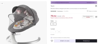 Mecedora eléctrica inteligente para bebé, cuna de columpio con música Bluetooth por 65,95€