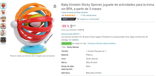 Baby Einstein Sticky Spinner, juguete de actividades por 5,35€