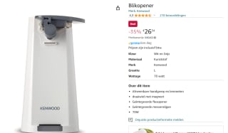 Kenwood Elektrische blikopener voor €26,34 bij Amazon