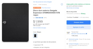 Disco Duro Externo Seagate Expansion 5TB por $1,999 | Rebaja Mercado Libre
