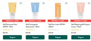 1+1 gratis op alles van Naïf bij Holland & Barrett