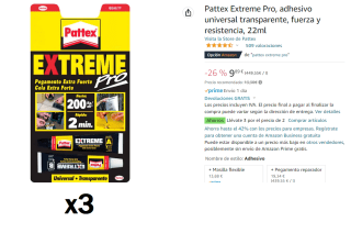 Pack 3 Pattex Pegamento Extreme Pro 22ml por 19.78€